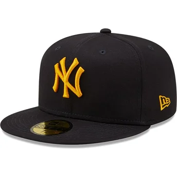 gorra-plana-azul-marino-ajustada-con-logo-amarillo-59fifty-league-essential-de-new-york-yankees-mlb-de-new-era