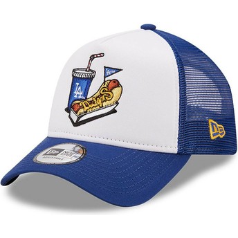 New Era A Frame Stadium Food Hot Dog Los Angeles Dodgers MLB White and Blue Trucker Hat