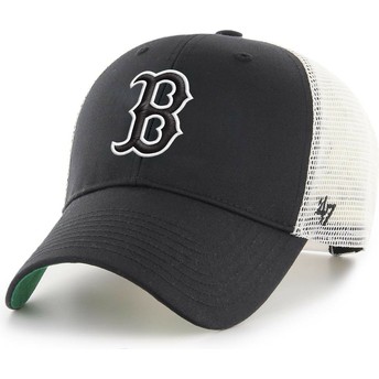 47 Brand Black Logo MVP Branson Boston Red Sox MLB Black and White Trucker Hat