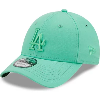 New Era Curved Brim Green Logo 9FORTY League Essential Los Angeles Dodgers MLB Green Adjustable Cap