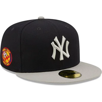 Gorra plana azul marino y gris ajustada 59FIFTY Parche Lateral de New York Yankees MLB de New Era