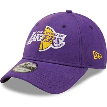 Καπέλο με καμπύλη μωβ ρυθμιζόμενο 9FORTY Washed Pack Split Logo των Los Angeles Lakers NBA της New Era