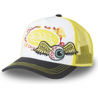 Καπέλο τράκερ λευκό, κίτρινο και μαύρο PAT YEL της Von Dutch