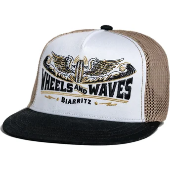 Gorra trucker plana blanca, negra y dorada Spitfire Gold WW19 de Wheels And Waves