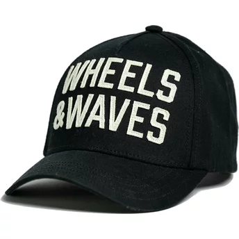Wheels And Waves Curved Brim Classic WW22 Black Snapback Cap
