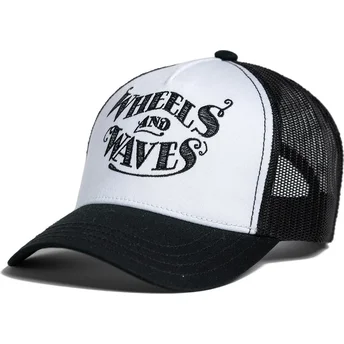 Gorra trucker blanca y negra Nuts B&W WW26 de Wheels And Waves