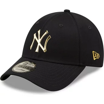 New Era Curved Brim 9FORTY Foil Logo New York Yankees MLB Navy Blue Snapback Cap