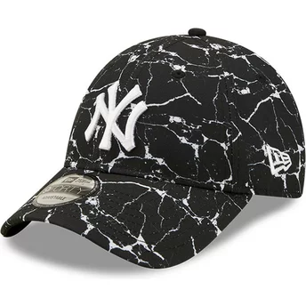 New Era Curved Brim 9FORTY Marble New York Yankees MLB Black Adjustable Cap
