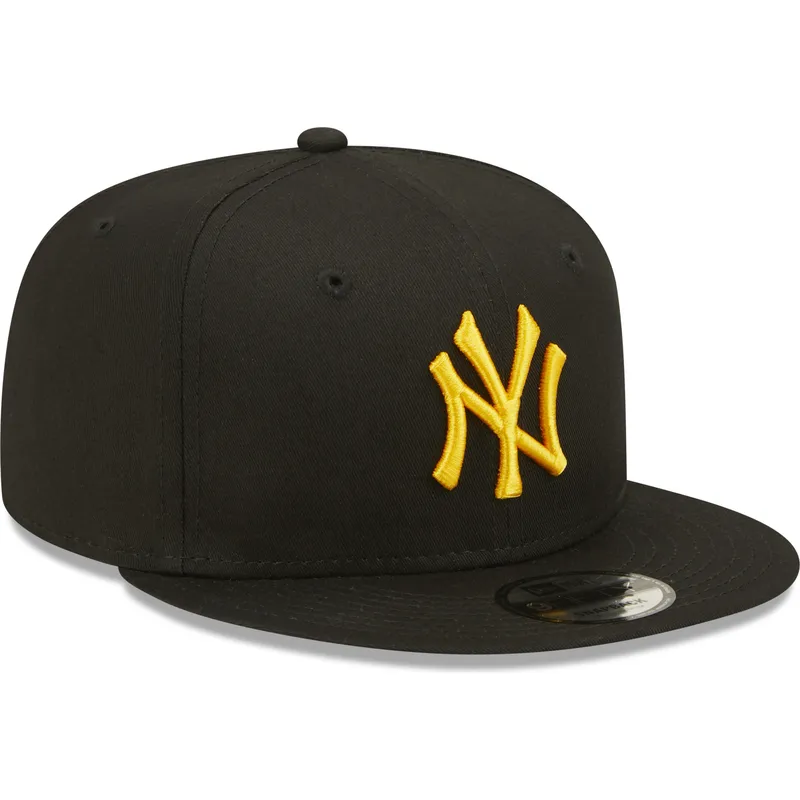 Gorra plana negra snapback con logo amarillo 9FIFTY Essential