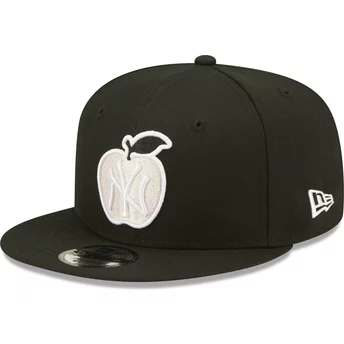 New Era Flat Brim 9FIFTY NY Apple New York Yankees MLB Black Snapback Cap