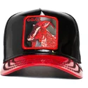 casquette-trucker-noire-et-rouge-chevre-goat-goaty-mcgoatface-patent-leather-the-farm-goorin-bros