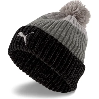 Gorro negro y gris con pompón para mujer de Puma