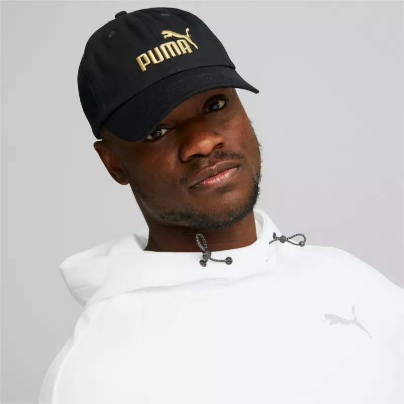 puma-curved-brim-golden-logo-essentials-black-adjustable-cap