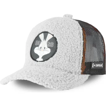 Graue Trucker-Kappe aus Lammfellimitat Bugs Bunny FUR1 BUG1 Looney Tunes von Capslab