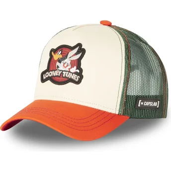 casquette-trucker-beige-verte-et-orange-bugs-bunny-et-daffy-duck-lo2-looney-tunes-capslab