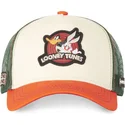 capslab-looney-tunes-lo2-beige-gron-och-orange-truckerkeps-med-snurre-spratt-och-daffy-anka