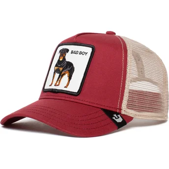 Gorra trucker roja y blanca rottweiler The Baddest Boy The Farm de Goorin Bros.