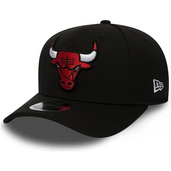 Gorra curva negra snapback 9FIFTY Stretch Snap de Chicago Bulls NBA de New Era