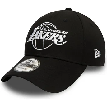 Schwarze verstellbare Curved Cap 9FORTY Essential Outline der Los Angeles Lakers NBA von New Era