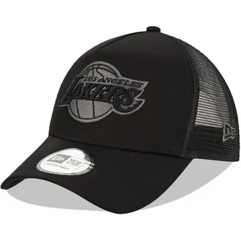 Gorra trucker negra con logo negro 9FORTY A Frame Tonal de Los Angeles Lakers NBA de New Era