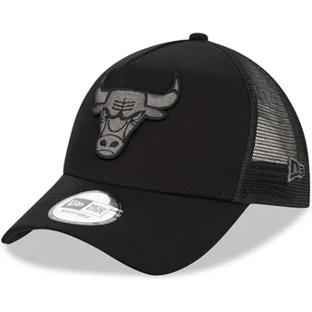 Μαύρο καπέλο trucker με μαύρο λογότυπο 9FORTY A Frame Tonal των Chicago Bulls NBA από την New Era