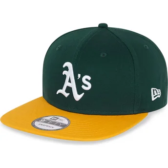 Καπέλο με ίσιο γείσο πράσινο και κίτρινο snapback 9FIFTY Essential των Oakland Athletics MLB από τη New Era