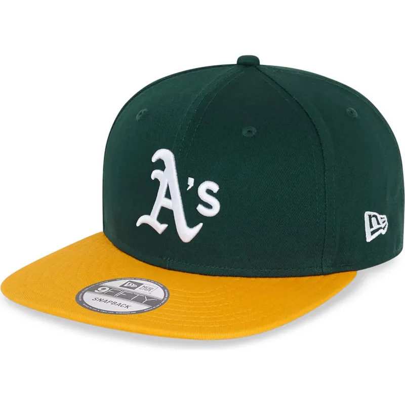 grune-und-gelbe-flache-snapback-kappe-9fifty-essential-von-oakland-athletics-mlb-von-new-era