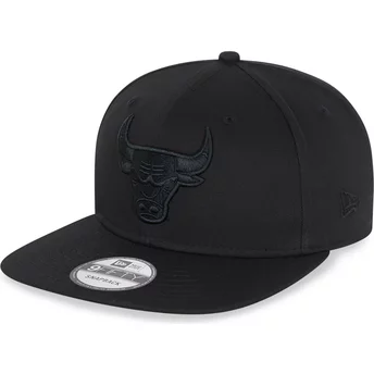 Casquette plate noire snapback avec logo noir 9FIFTY Chicago Bulls NBA New Era
