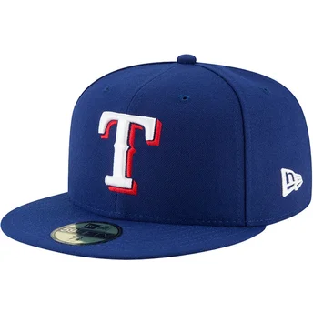 Gorra plana azul ajustada 59FIFTY Authentic On Field de Texas Rangers MLB de New Era