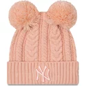 new-era-women-pink-logo-cuff-double-new-york-yankees-mlb-pink-beanie-with-pompom