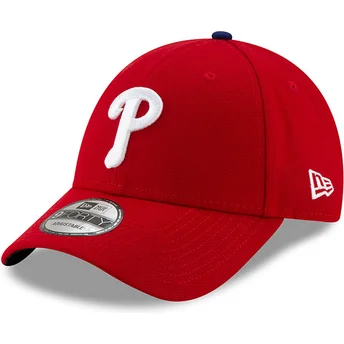 Gorra curva roja ajustable 9FORTY League de Philadelphia Phillies MLB de New Era