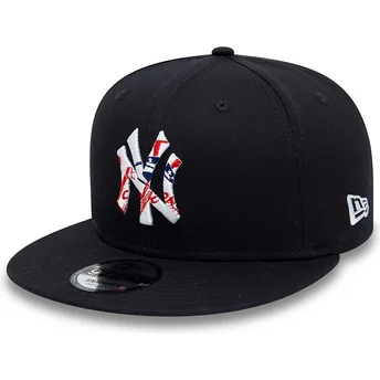 New Era Flat Brim 9FIFTY Team Infill Logo New York Yankees MLB Navy Blue Snapback Cap
