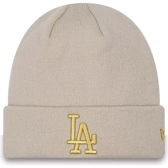 New Era Women Golden Logo Cuff Metallic Los Angeles Dodgers MLB Beige Beanie