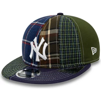 New Era Flat Brim 9FIFTY Patch Panel New York Yankees MLB Navy Blue and Green Adjustable Cap