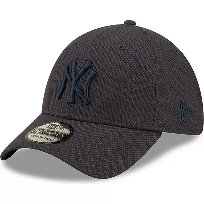 New Era Curved Brim Navy Blue Logo 39THIRTY Diamond Era New York Yankees Navy Blue Fitted Cap