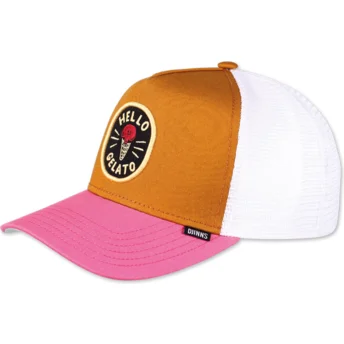 Καπέλο καφέ, λευκό και ροζ Hello Gelato HFT Food τύπου trucker της Djinns