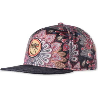 Μαύρο επίπεδο καπέλο snapback Peacock Linen από Djinns