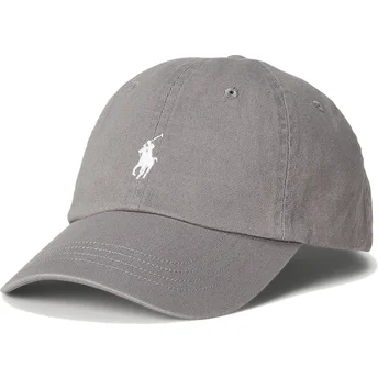 Gorra curva gris ajustable con logo blanco Cotton Chino Classic Sport de Polo Ralph Lauren