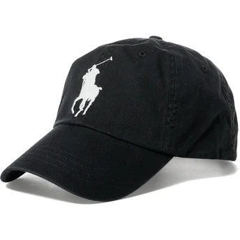 Casquette courbée noire ajustable avec logo blanc Big Pony Chino Classic Sport Polo Ralph Lauren