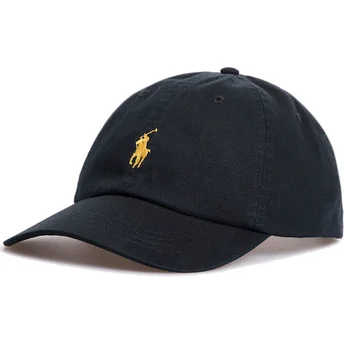 Svart justerbar keps med böjd skärm och gyllene logotyp Cotton Chino Classic Sport från Polo Ralph Lauren