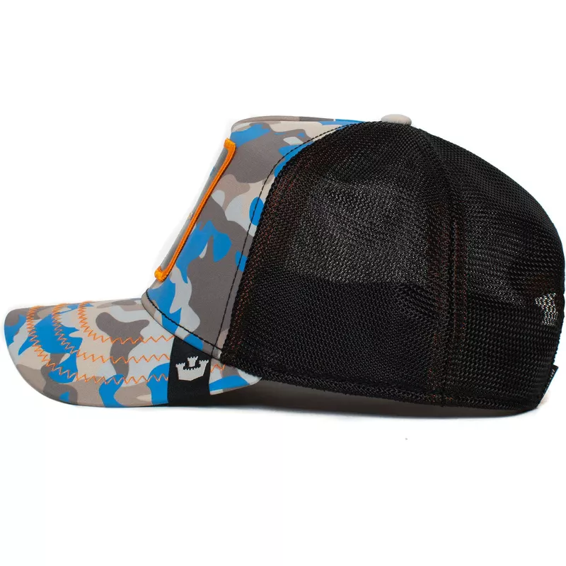 Goorin Bros. Pheasant Lucky Luck Stays Down The Farm Camouflage and Blue Trucker  Hat