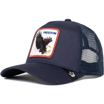 Goorin Bros. The Farm Freedom Truckin Trucker-Kappe in Marineblau mit Adler.