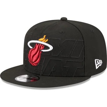 Gorra plana negra snapback 9FIFTY Draft Edition 2023 de Miami Heat NBA de New Era