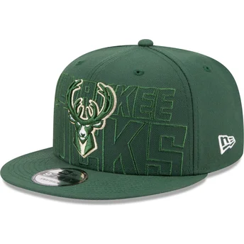 Gorra plana verde snapback 9FIFTY Draft Edition 2023 de Milwaukee Bucks NBA de New Era