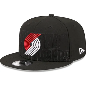 Gorra plana negra snapback 9FIFTY Draft Edition 2023 de Portland Trail Blazers NBA de New Era