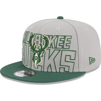 Γκρι και πράσινο επίπεδο καπέλο snapback 9FIFTY Draft Edition 2023 Milwaukee Bucks NBA της New Era
