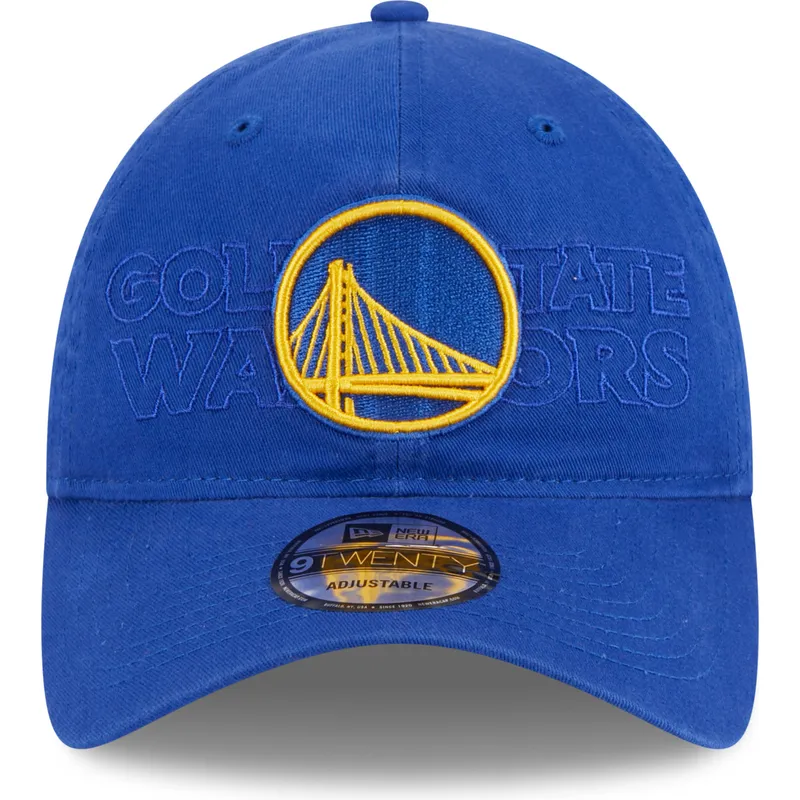 blaue-verstellbare-curved-cap-9twenty-draft-edition-2023-der-golden-state-warriors-nba-von-new-era