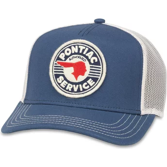 American Needle Pontiac Authorized Service Valin Blue and White Snapback Trucker Hat