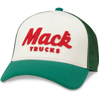 American Needle Mack Trucks Riptide Valin White and Green Snapback Trucker Hat