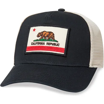 Schwarze und weiße Trucker-Snapback-Kappe California Bear...